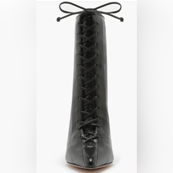 Black Lace-Up Stiletto Boots Schutz Tennie Pointed ToeLace-Up Boot/size 5.5 - Picture 4 of 5